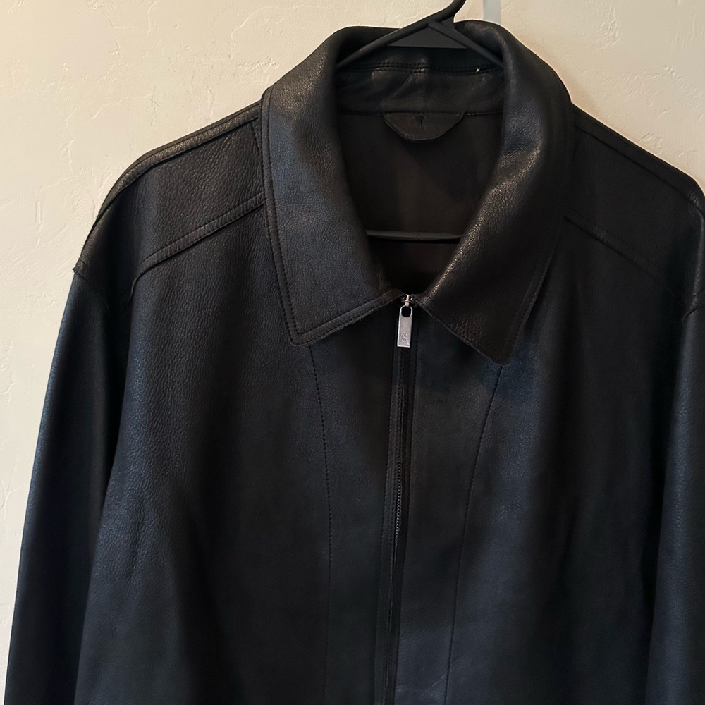 Ermenegildo Zegna Dark Leather Jacket Like New & Unworn Condition